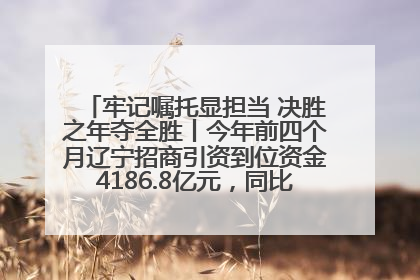 牢记嘱托显担当 决胜之年夺全胜丨今年前四个月辽宁招商引资到位资金4186.8亿元，同比增长17.4%