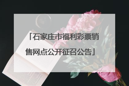 石家庄市福利彩票销售网点公开征召公告