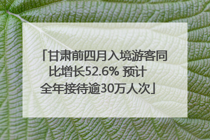 甘肃前四月入境游客同比增长52.6% 预计全年接待逾30万人次