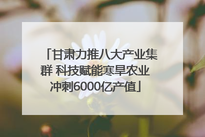 甘肃力推八大产业集群 科技赋能寒旱农业冲刺6000亿产值