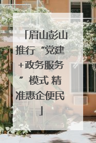 眉山彭山推行“党建+政务服务”模式 精准惠企便民