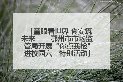 童眼看世界 食安筑未来——鄂州市市场监管局开展“你点我检”进校园六一特别活动
