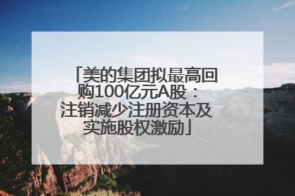 美的集团拟最高回购100亿元A股：注销减少注册资本及实施股权激励