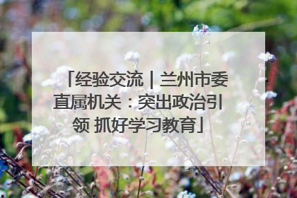 经验交流｜兰州市委直属机关：突出政治引领 抓好学习教育