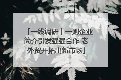 一线调研丨一则企业简介引发强强合作 老外贸开拓出新市场