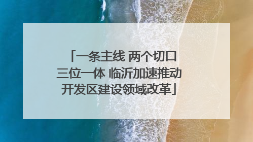 一条主线 两个切口 三位一体 临沂加速推动开发区建设领域改革