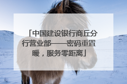 中国建设银行商丘分行营业部——密码重置暖，服务零距离