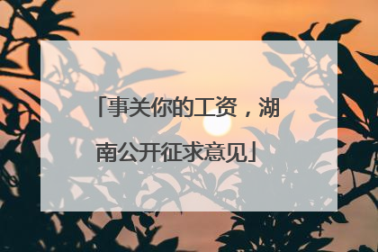 事关你的工资，湖南公开征求意见