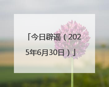 今日辟谣（2025年6月30日）