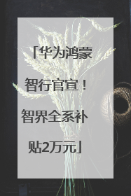 华为鸿蒙智行官宣！智界全系补贴2万元