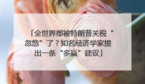 全世界都被特朗普关税“忽悠”了？知名经济学家提出一条“多赢”建议