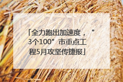 全力跑出加速度，“3个100”市重点工程5月攻坚传捷报