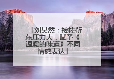 刘昊然：接棒靳东压力大，赋予《温暖的味道》不同情感表达