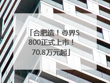 合肥造！尊界S800正式上市！70.8万元起