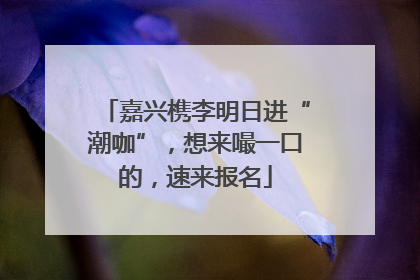 嘉兴槜李明日进“潮咖”，想来嘬一口的，速来报名