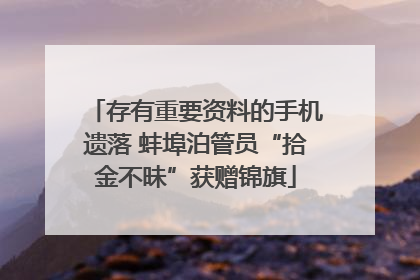 存有重要资料的手机遗落 蚌埠泊管员“拾金不昧”获赠锦旗