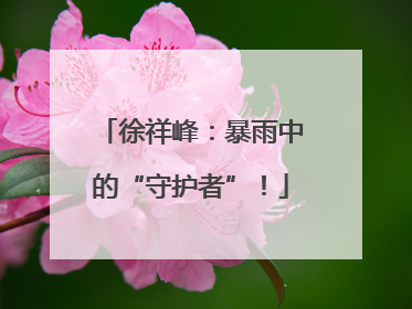 徐祥峰：暴雨中的“守护者”！