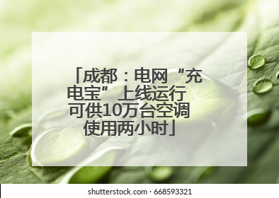 成都：电网“充电宝”上线运行 可供10万台空调使用两小时