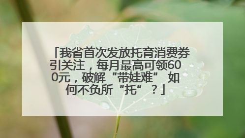 我省首次发放托育消费券引关注，每月最高可领600元，破解“带娃难” 如何不负所“托”？