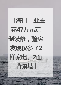 海口一业主花47万元定制装修，验房发现仅多了2样家电、2面背景墙