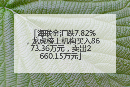 海联金汇跌7.82%，龙虎榜上机构买入8673.36万元，卖出2660.15万元