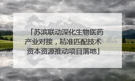 苏滨联动深化生物医药产业对接，精准匹配技术资本资源推动项目落地