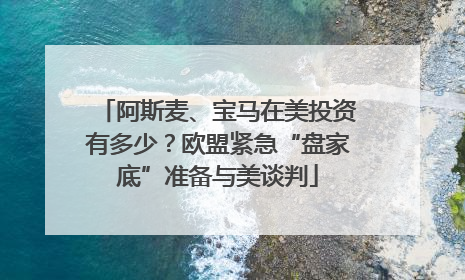 阿斯麦、宝马在美投资有多少？欧盟紧急“盘家底”准备与美谈判