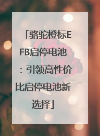 骆驼橙标EFB启停电池：引领高性价比启停电池新选择