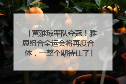 黄雅琼率队夺冠！雅思组合全运会将再度合体，一整个期待住了