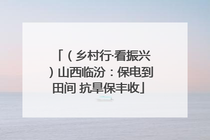 （乡村行·看振兴）山西临汾：保电到田间 抗旱保丰收